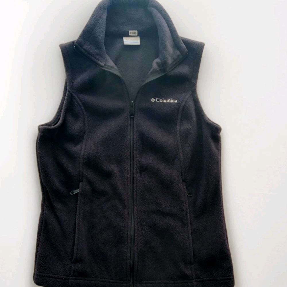 Columbia Women's Black Fleece Front Pockets Full Zip Vest Size SMALL
